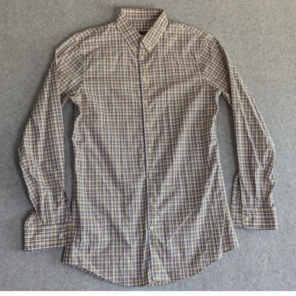 DSquared2 Men Dress Shirt Size Tattersall Plaid Multicolor Preppy 50‎ Italy Work